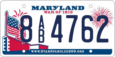 MD license plate 8AB4762