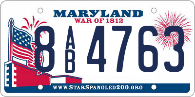 MD license plate 8AB4763