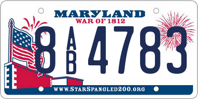 MD license plate 8AB4783