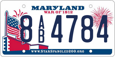 MD license plate 8AB4784