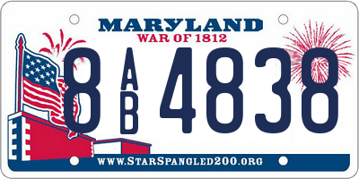MD license plate 8AB4838