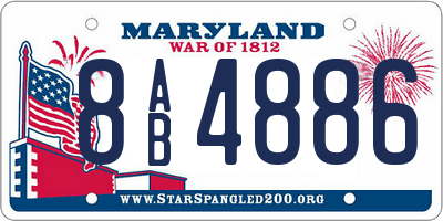 MD license plate 8AB4886