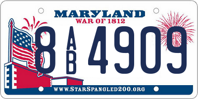 MD license plate 8AB4909