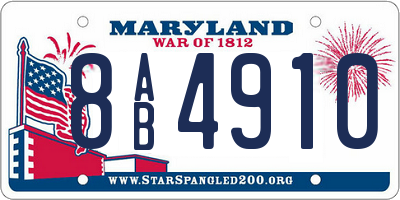 MD license plate 8AB4910
