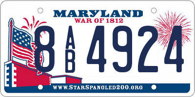 MD license plate 8AB4924