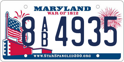 MD license plate 8AB4935