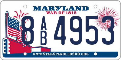 MD license plate 8AB4953