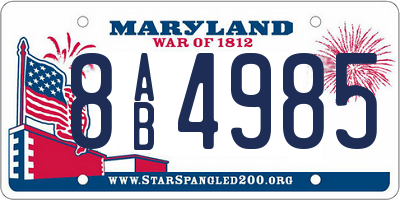 MD license plate 8AB4985