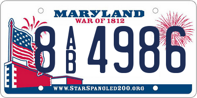 MD license plate 8AB4986