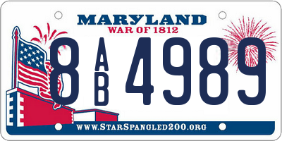 MD license plate 8AB4989