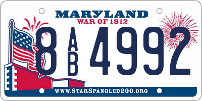 MD license plate 8AB4992