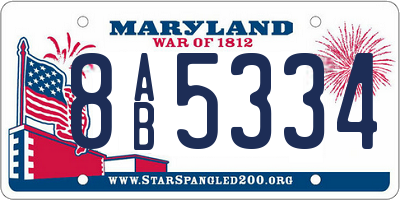 MD license plate 8AB5334