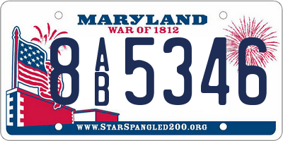 MD license plate 8AB5346