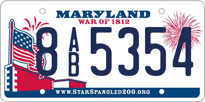 MD license plate 8AB5354