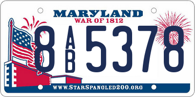 MD license plate 8AB5378