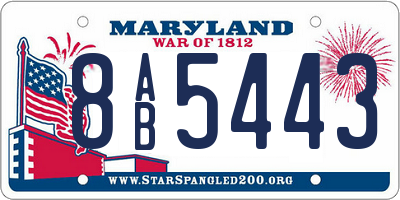 MD license plate 8AB5443