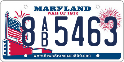 MD license plate 8AB5463