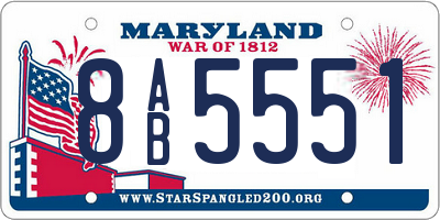 MD license plate 8AB5551