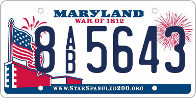 MD license plate 8AB5643