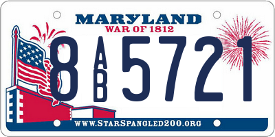 MD license plate 8AB5721