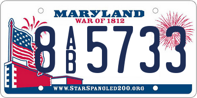 MD license plate 8AB5733