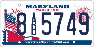 MD license plate 8AB5749