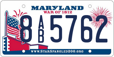 MD license plate 8AB5762