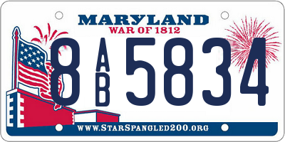 MD license plate 8AB5834