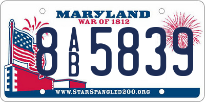 MD license plate 8AB5839