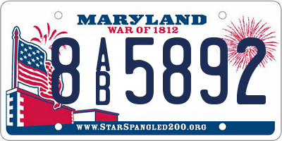 MD license plate 8AB5892