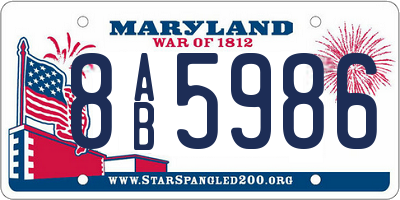 MD license plate 8AB5986
