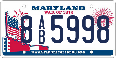 MD license plate 8AB5998