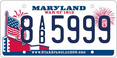 MD license plate 8AB5999