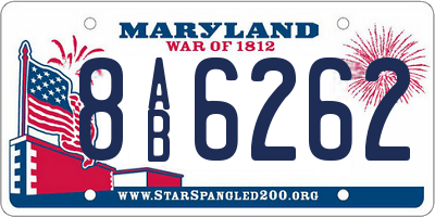 MD license plate 8AB6262