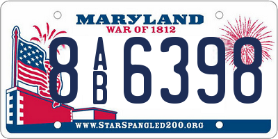 MD license plate 8AB6398
