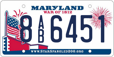 MD license plate 8AB6451