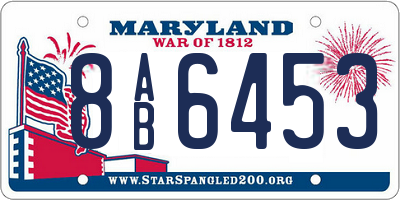 MD license plate 8AB6453