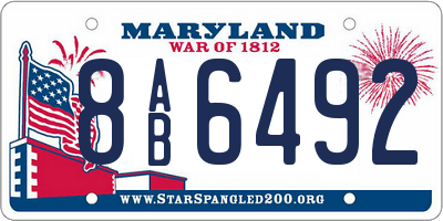 MD license plate 8AB6492