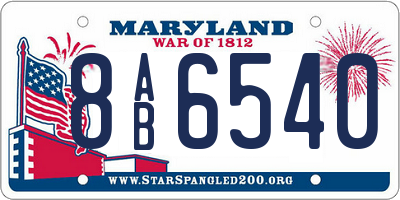 MD license plate 8AB6540