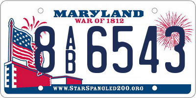MD license plate 8AB6543