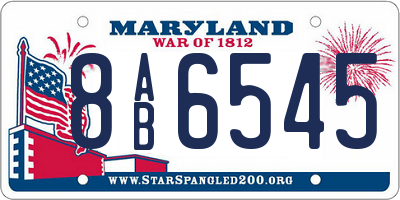 MD license plate 8AB6545