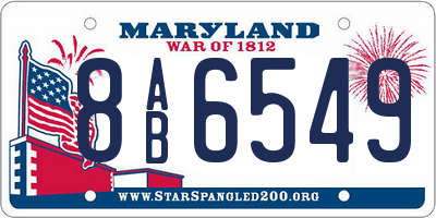 MD license plate 8AB6549