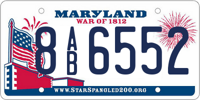 MD license plate 8AB6552