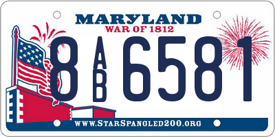 MD license plate 8AB6581