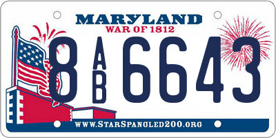MD license plate 8AB6643