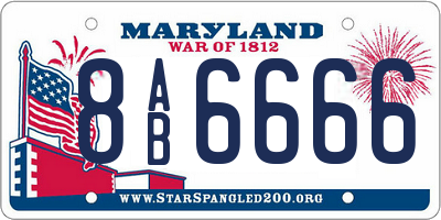 MD license plate 8AB6666