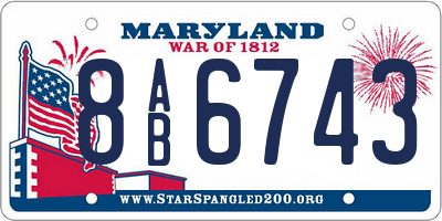 MD license plate 8AB6743