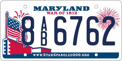 MD license plate 8AB6762