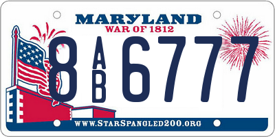 MD license plate 8AB6777