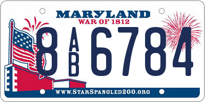 MD license plate 8AB6784